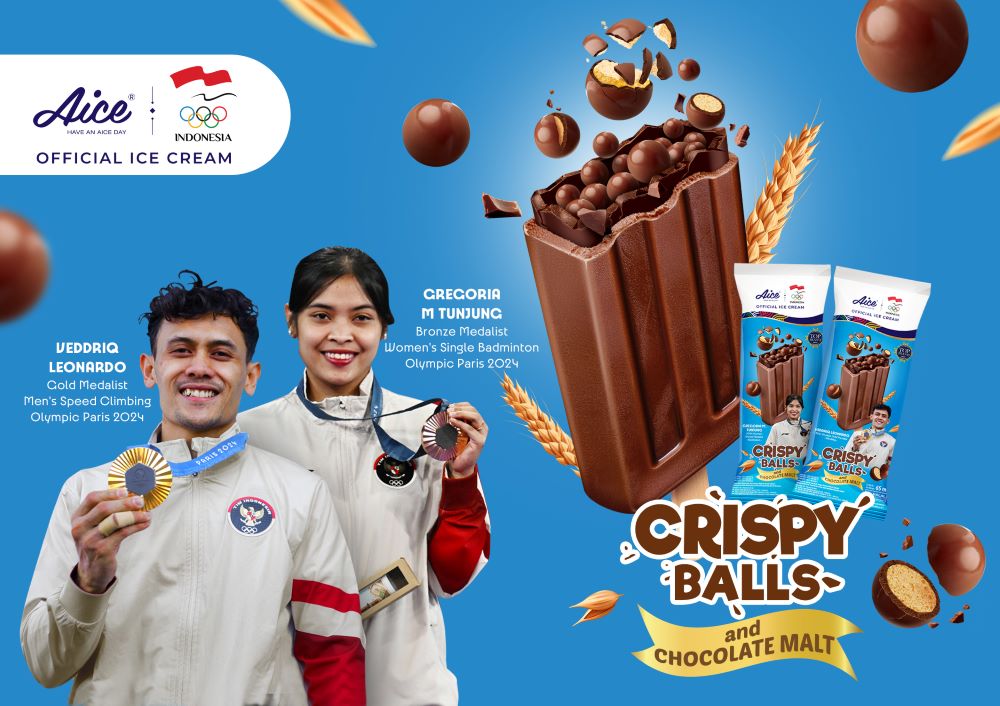 Apresiasi Brand Ambassador Olimpiade, Aice Hadirkan AICE Crispy Balls Edisi Terbatas Gregoria dan Veddriq